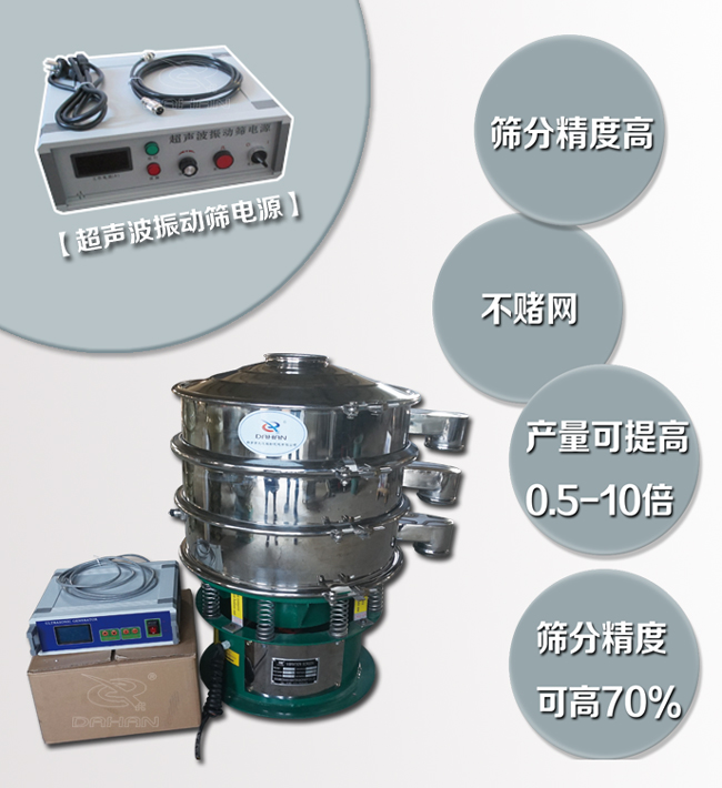 超声波妖精动漫官网特点：筛分精度高，不堵网，产量可提高0.5-10倍筛分精度可提高70%