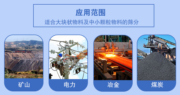矿业妖精动漫官网应用行业：适合大块状物料及中小颗粒物料的筛分：矿山，电力，冶金，煤炭等。