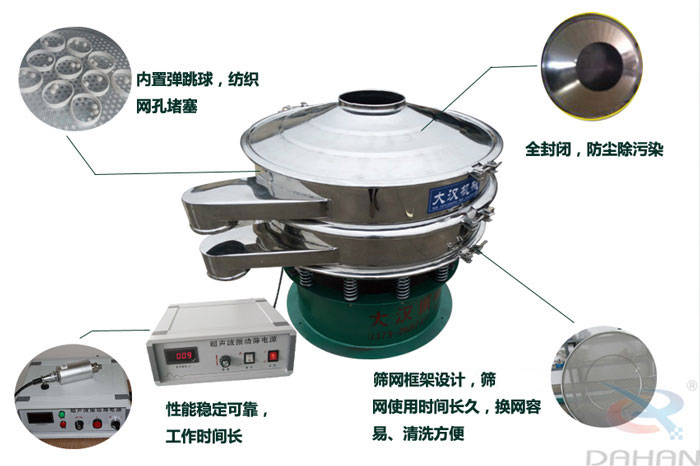 超声波妖精动漫官网特点：内置弹跳球网孔堵塞，全封闭，防尘除污染，性能稳定可靠工作时间长，筛网架设计，筛网使用时间长久，换网容易，清洗方便。
